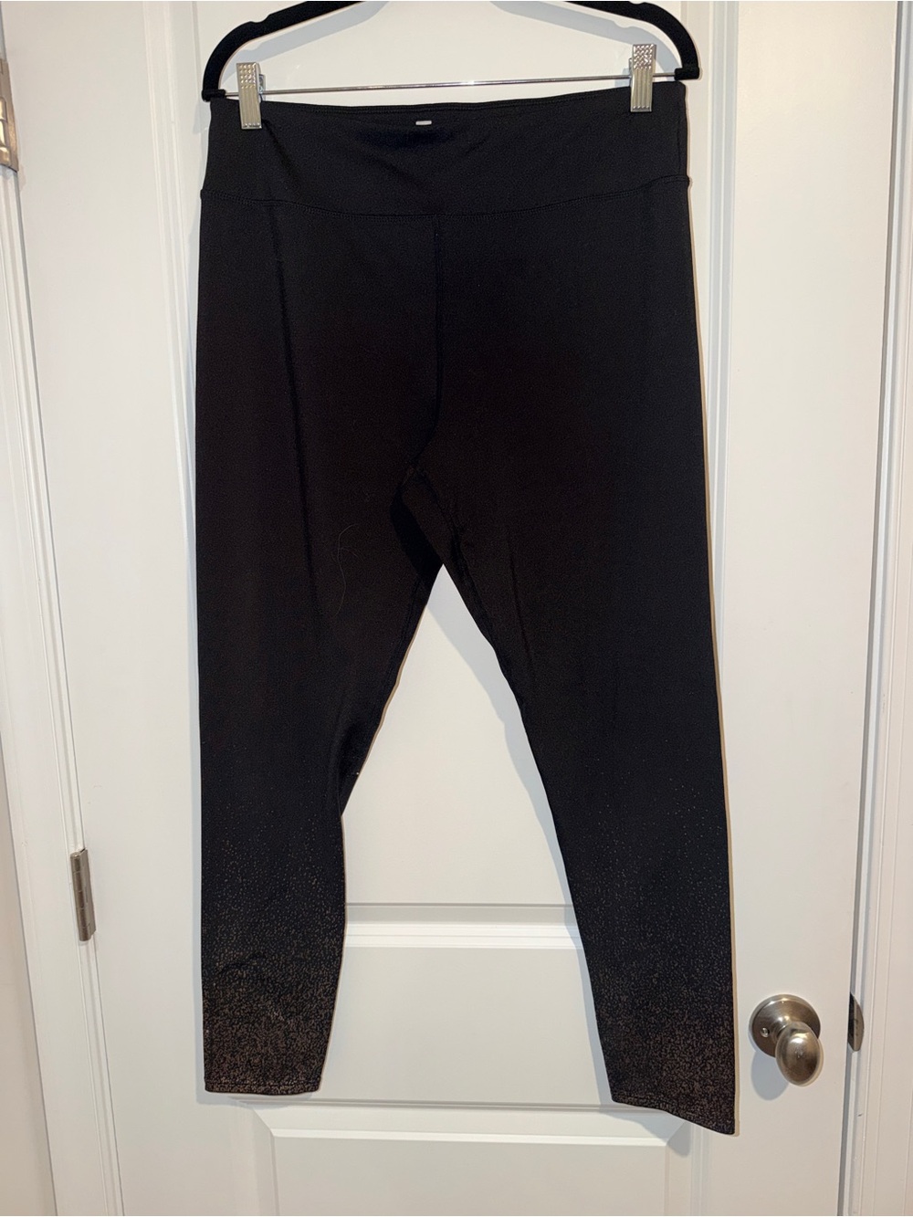 Xersion Black Leggings with Subtle Sparkle Hem